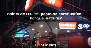 Painel de LED em posto de combustível